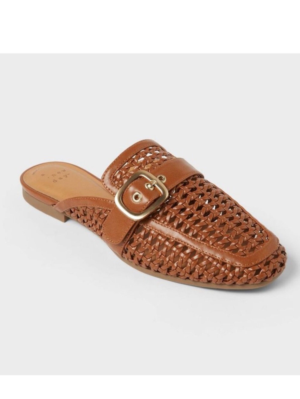 NWT A New Day Brown Woven Slip-On Mule with Buckle Size 11